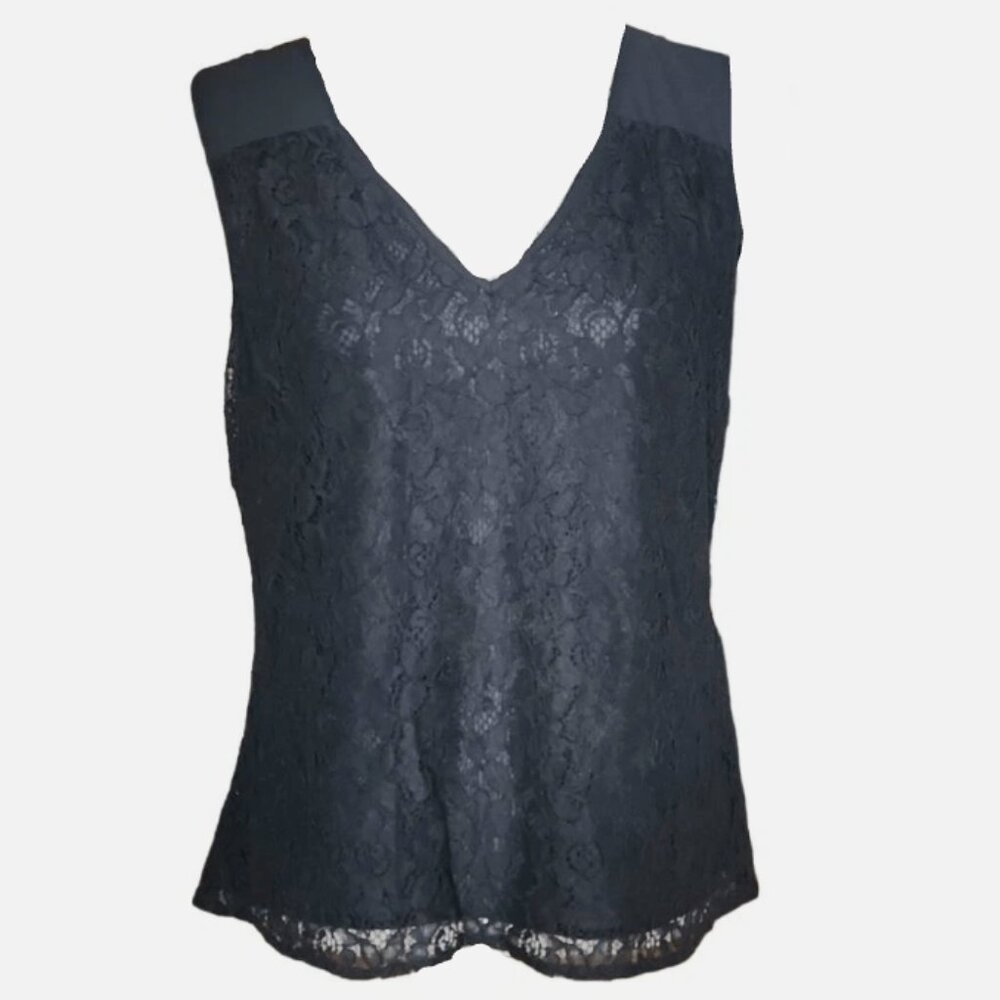 Laundry by Shelli Segal Sheer Lace Sleeveless Blouse Top